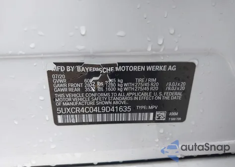 2020 BMW X5 Sdrive40I из США, поврежденный, VIN 5UXCR4C04L9D41635